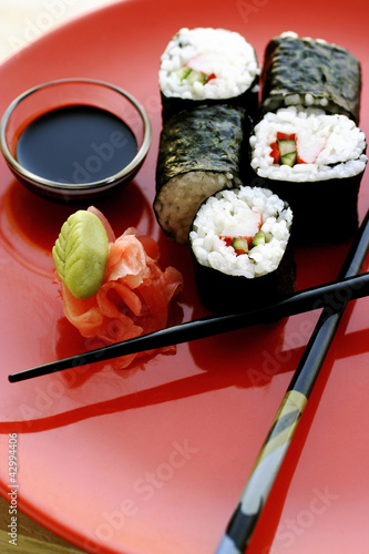 Photo: Sushi with soy sauce Sushi with soy sauce