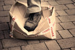 Stepping on a box of fragile items