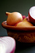 Onions in clay pot
