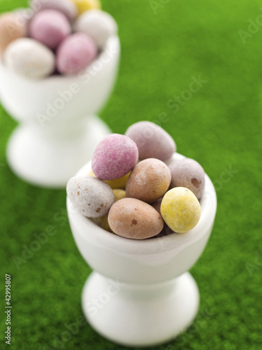 Photo: Mini eggs in egg cups Mini eggs in egg cups
