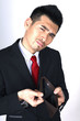 Businessman showing his empty wallet