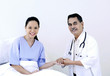 A recovering patient talking to doctor