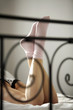 Photo: Woman wearing socks relaxing on bed Woman wearing socks relaxing on bed