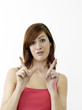 Woman showing letter 'W'