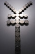 Coins making a yen sign