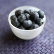 Close up of some blueberries in a bowl