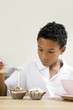 Boy learning baking