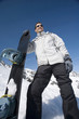 Man posing with snowboard