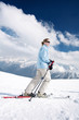 Female skier on skis