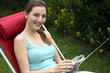 Woman listening to the radio