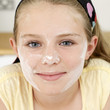 Girl with flour on his face