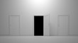 Ilustração: Interior scene with three doors Interior scene with three doors