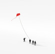 Tiny people holding a kite