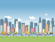 Colorful cartoon city landscape