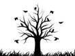Vector: silhouettes of trees and birds silhouettes of trees and birds