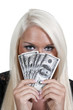Woman Holding 100 Dollar Bills