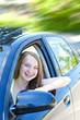Teenage girl learning to drive