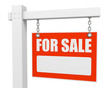 Red estate FOR SALE sign isolated on white background 3