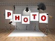 Photo studio equipment. Space for text.