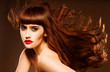 Sultry redhead with hair flying