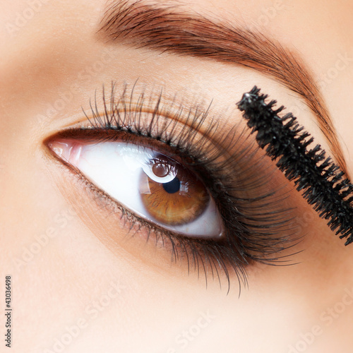 Photo: Makeup. Make-up. Applying Mascara. Long Eyelashes Makeup. Make-up. Applying Mascara. Long Eyelashes