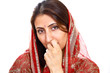 Photo: Indian lady with thoughtful expression Indian lady with thoughtful expression