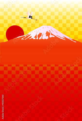 富士山 初日の出 背景 年賀状 年賀状 素材 イラスト13