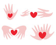hands and heart set of symbols