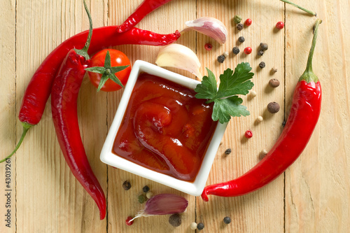 Foto: Red hot chilli sauce Red hot chilli sauce