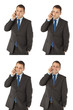 Photo: Businessman talking on the phone different expressions Businessman talking on the phone different expressions