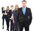 business man and his team isolated over a white background