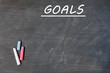 Blank goals background on a smudged blackboard