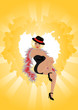 Beautiful and sexual cabaret lady with floral background