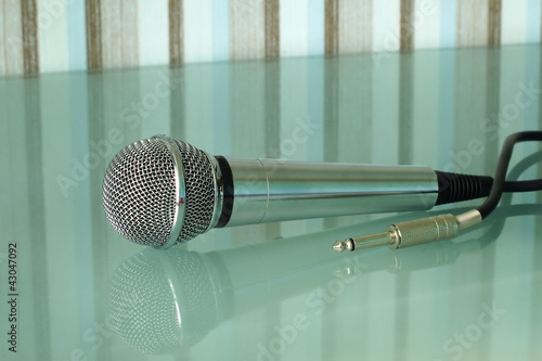 Photo: Metallic microphone. Metallic microphone.