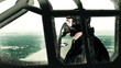 WWII pilot getting strafed by enemy gunfire