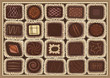 Vector: Vector illustration of assortment of chocolates in a box Vector illustration of assortment of chocolates in a box