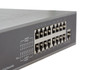 Network switch front panel with 16 ports and uplink port