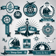 Vektor: Large collection of vintage nautical labels Large collection of vintage nautical labels