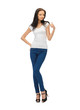 smiling teenage girl in blank white t-shirt
