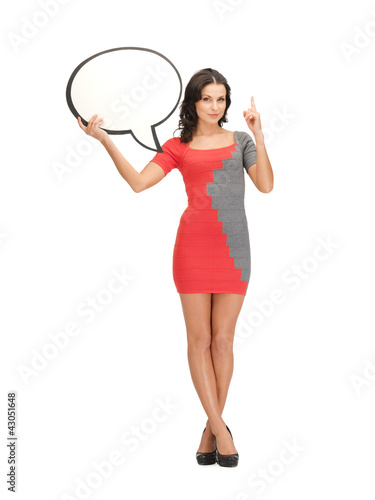 Photo: woman with blank text bubble and finger up woman with blank text bubble and finger up