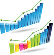 Vector illustration of colorful 3d stat bar graphs