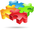 Vector illustration of glossy colorful jigsaw puzzle