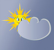 Vector: Happy sun and danger dark cloud. Vector illustration Happy sun and danger dark cloud. Vector illustration