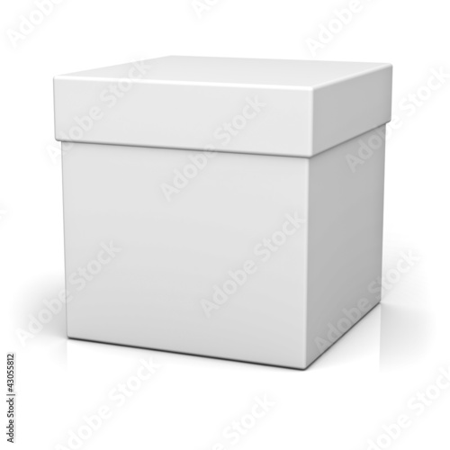 Illustration: Blank box on white background with reflection Blank box on white background with reflection