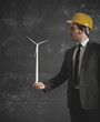 Businessman and wind turbine