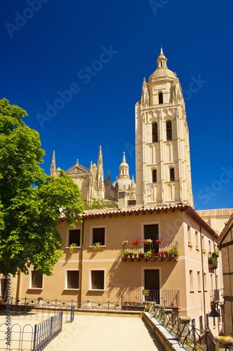 Photo: View of catholic cathedral in the center of Segovia View of catholic cathedral in the center of Segovia