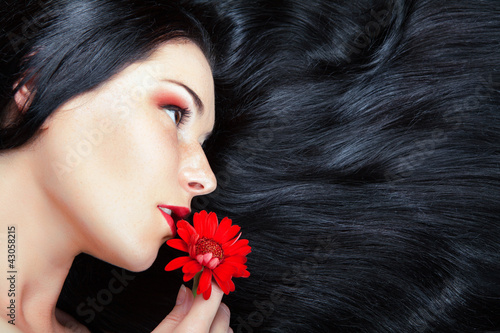 Photo: Beautiful Brunette Girl. Healthy Long Hair Beautiful Brunette Girl. Healthy Long Hair
