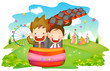 Couple in roller coaster