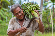 Asiat mit Bananenstaude