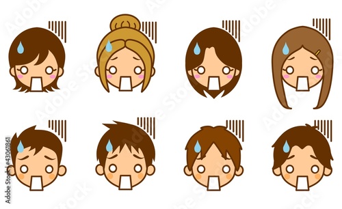 Illustration: 男女の顔 ショック 男女の顔 ショック